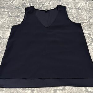 Ann Taylor Navy Sleeveless V-neck Blouse
